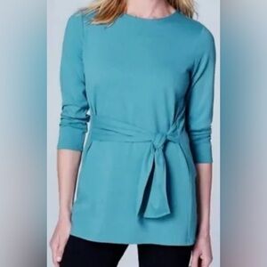 J. Jill Ponte Blue Tie-Waist Tunic Top - Size XL